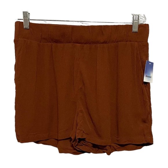 Abound Large Cinnamon Brown Elastic Waist Crinkle Shorts  NEW WITH TAGS - Picture 2 of 8
